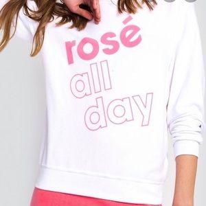 Wildfox Rosé All Day white sweatshirt